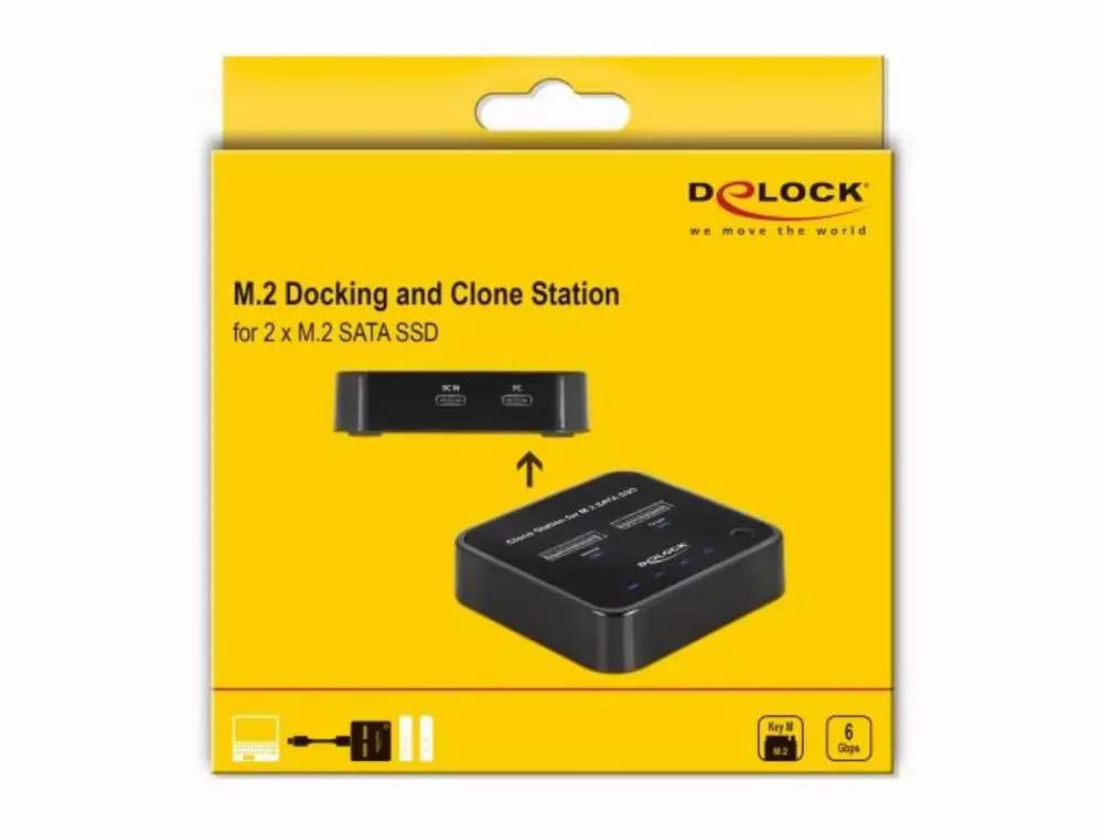 Външна стойка Delock 63334, За 2 x M.2 SATA SSD, Функция за клониране