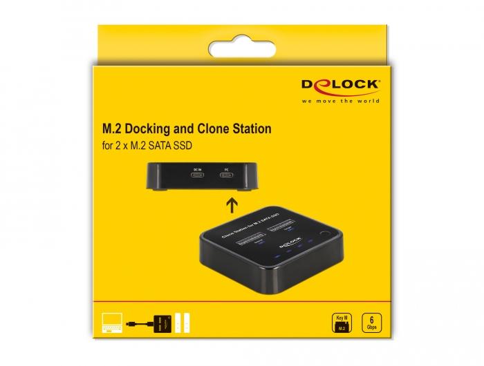 Външна стойка Delock 63334, За 2 x M.2 SATA SSD, Функция за клониране