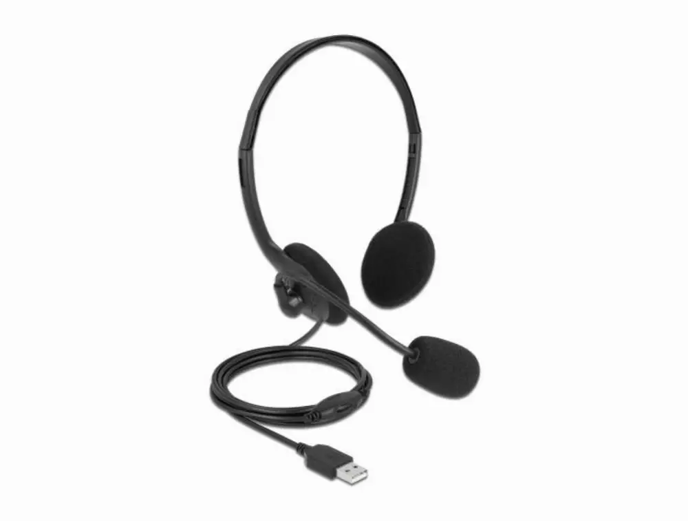 Слушалки с микрофон Delock 27178 Black