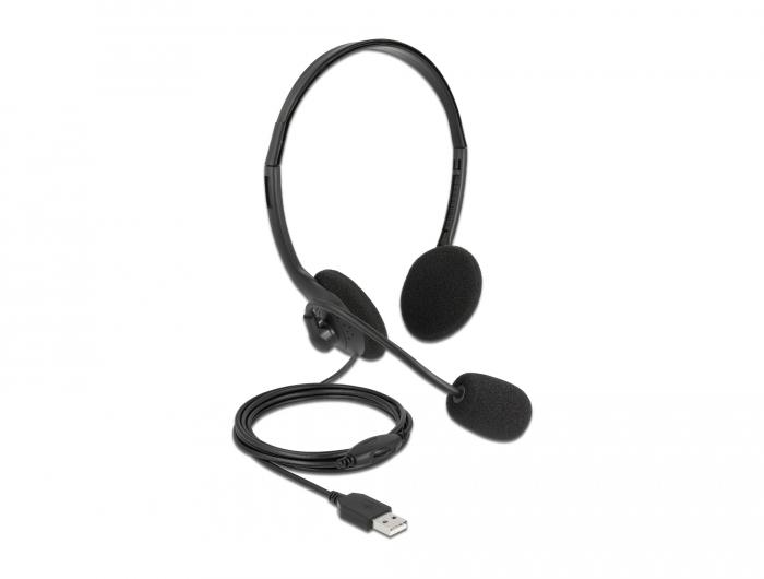 Слушалки с микрофон Delock 27178 Black