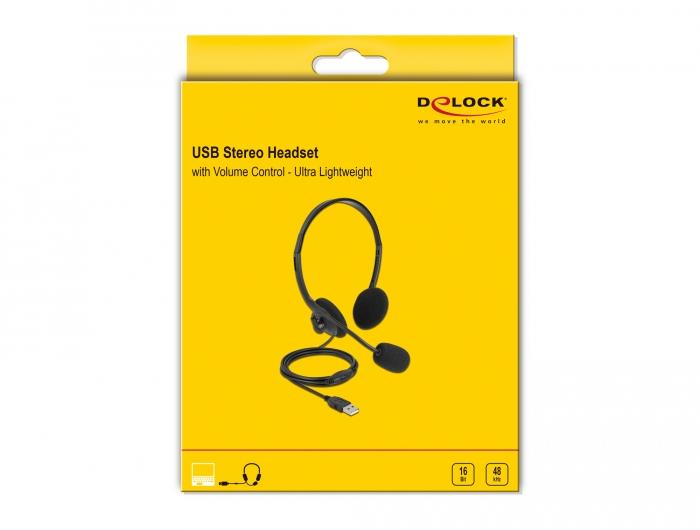 Слушалки с микрофон Delock 27178 Black