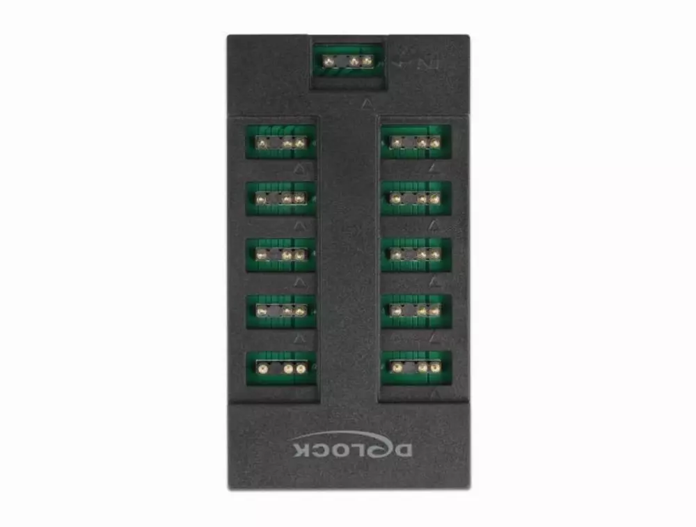 RGB хъб Delock 64128, 10 портов ARGB LEDs, Черен