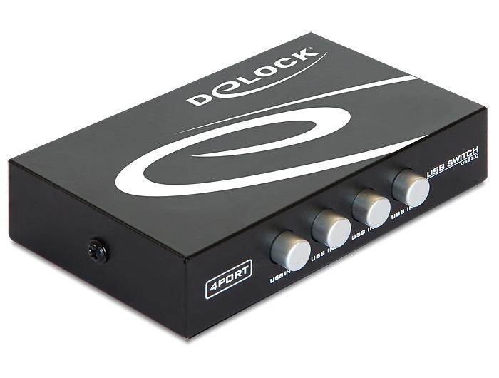 Delock 87634 Switch, Manual, 4 x USB 2.0 Ports, Black