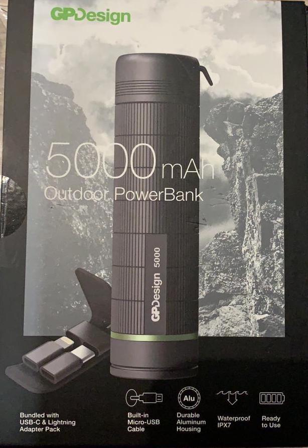 Външна батерия GP power bank S05A 5000mAh Li-ION за смартфон метален корпус с USBType-C & Lighting адаптери
