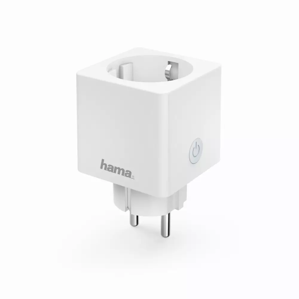 Смарт контакт HAMA Mini, WLAN, 3680W, 16A, Гласов контрол / приложения, Бял