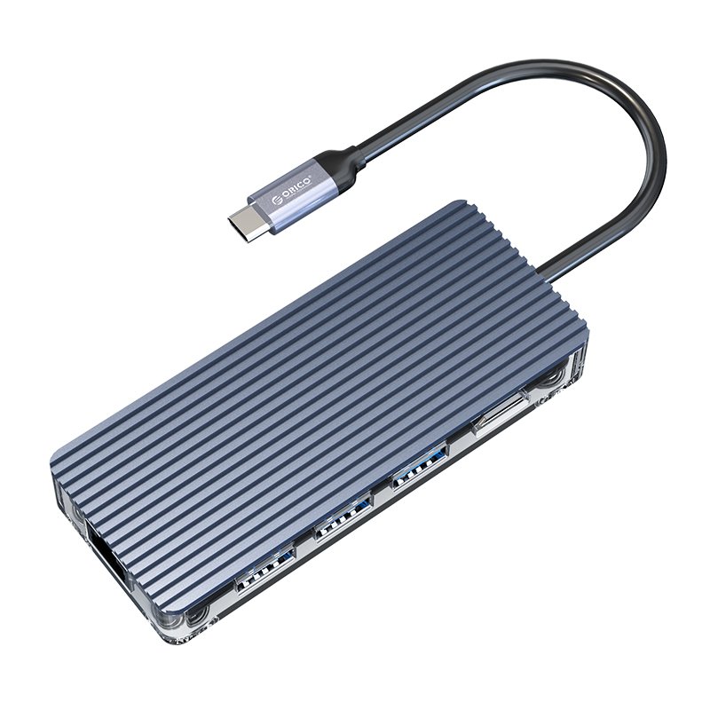 Σταθμός docking Orico Type-C Docking Station Power Distribution 3.0 100W - HDMI, Type-C x 1, USB3.0 x 3, LAN, SD - WB-8P-GY