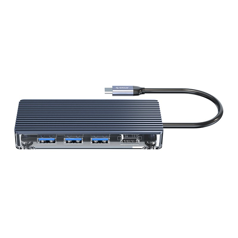 Σταθμός docking Orico Type-C Docking Station Power Distribution 3.0 100W - HDMI, Type-C x 1, USB3.0 x 3, LAN, SD - WB-8P-GY
