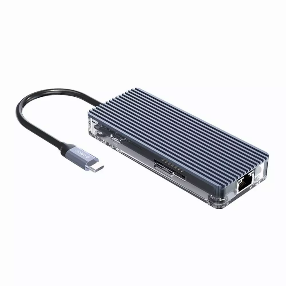 Σταθμός docking Orico Type-C Docking Station Power Distribution 3.0 100W - HDMI, Type-C x 1, USB3.0 x 3, LAN, SD - WB-8P-GY