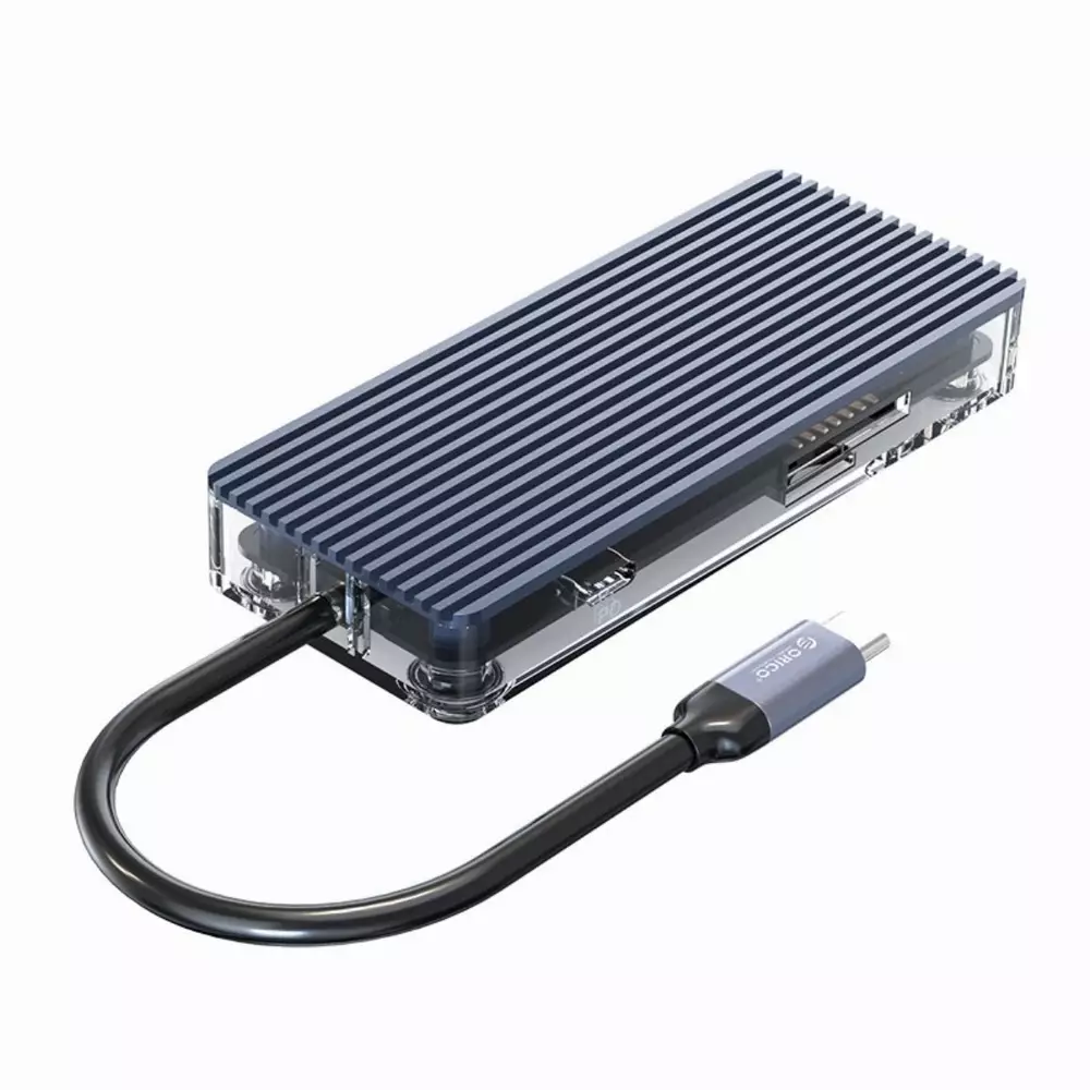 Σταθμός docking Orico Type-C Docking Station Power Distribution 3.0 100W - HDMI, Type-C x 1, USB3.0 x 3, LAN, SD - WB-8P-GY