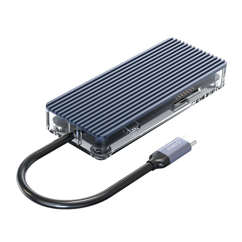 Σταθμός docking Orico Type-C Docking Station Power Distribution 3.0 100W - HDMI, Type-C x 1, USB3.0 x 3, LAN, SD - WB-8P-GY
