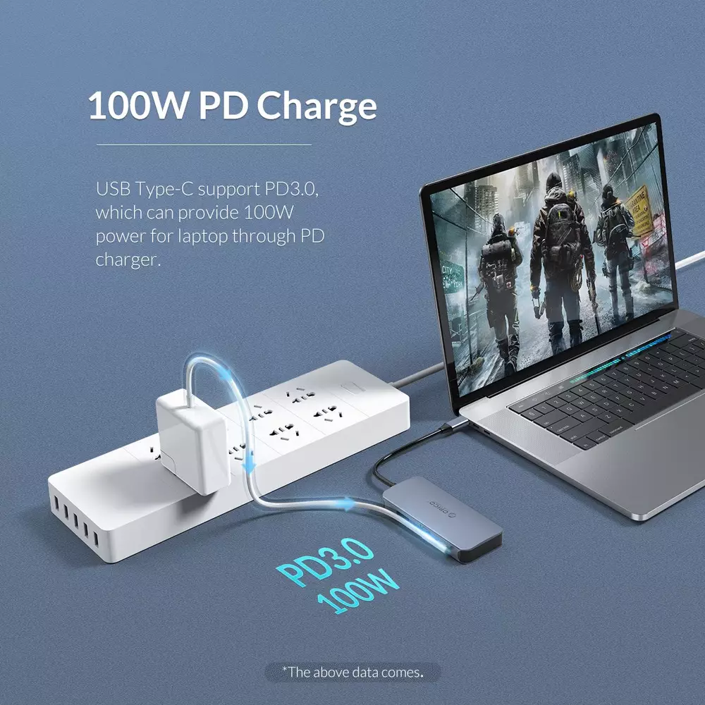Докинг станция Orico Docking Station Type-C Power Distribution 3.0 100W - LAN, HDMI, Type-C x 1, USB3.0 x 3 -  MC-U602P