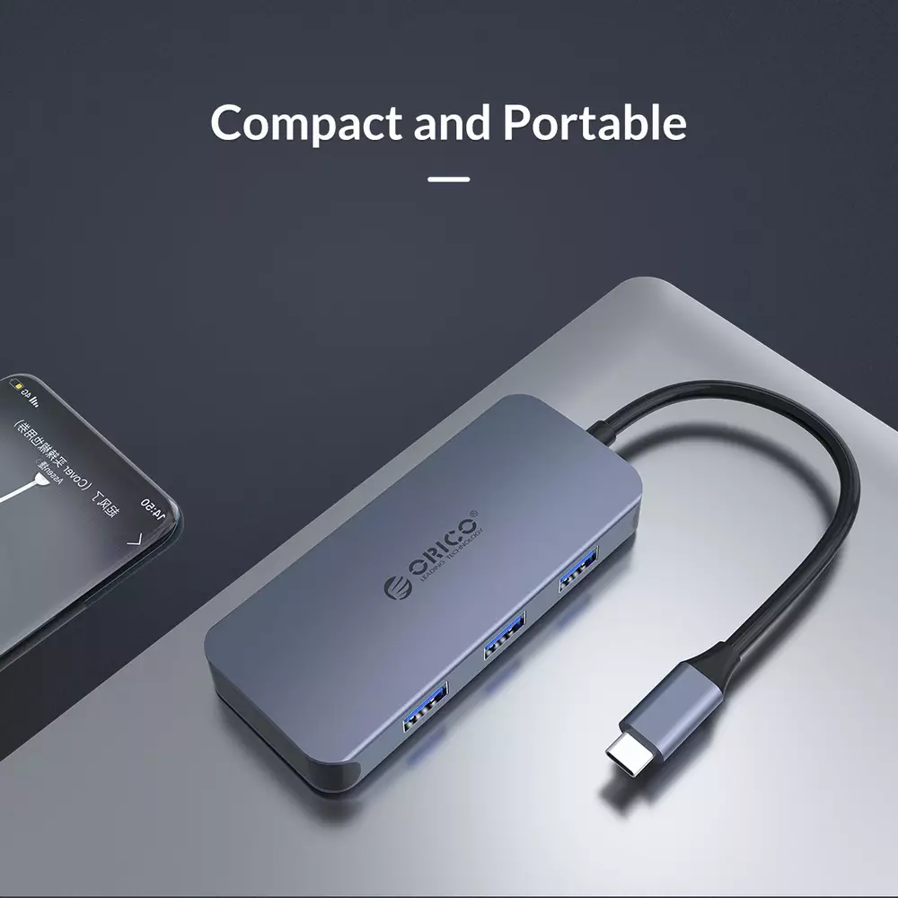 Stație de docking Orico Docking Station Type-C Power Distribution 3.0 100W - LAN, HDMI, Type-C x 1, USB3.0 x 3 - MC-U602P