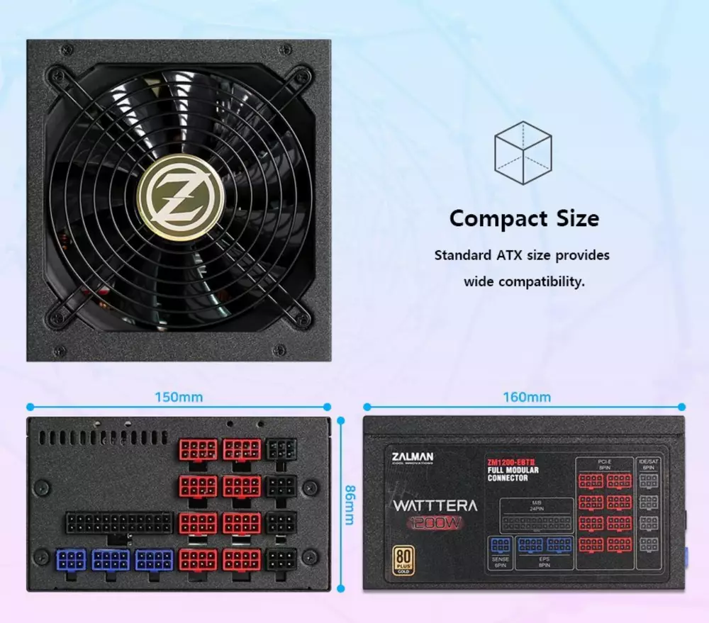 Захранване Zalman WATTTERA 1200W 80 Plus Gold Full Modular PSU - ZM1200-EBT-II   