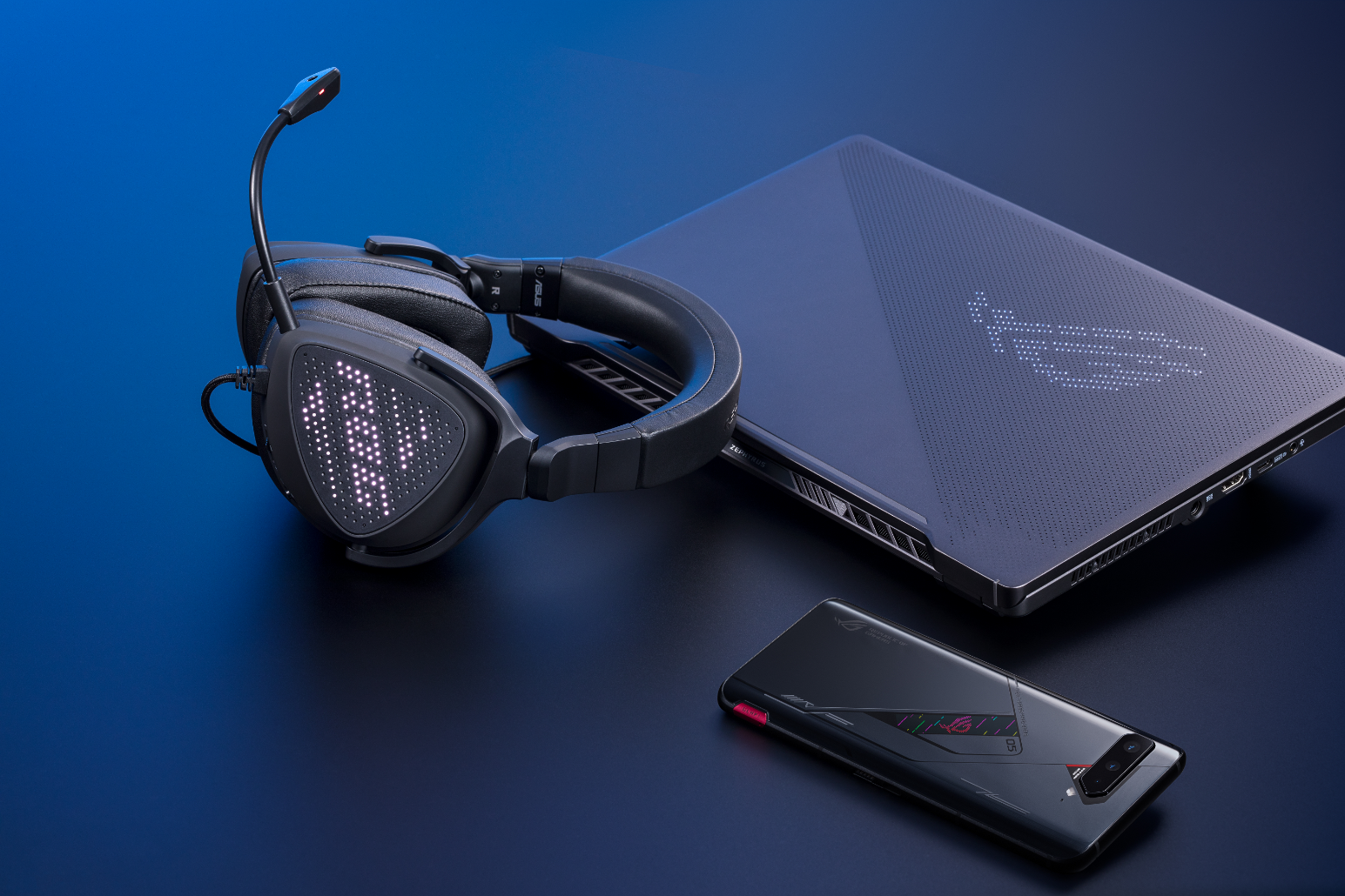 Геймърски слушалки ASUS ROG Delta S Animate USB-C AniMe Matrix display Quad DAC - 90YH037M-B2UA00