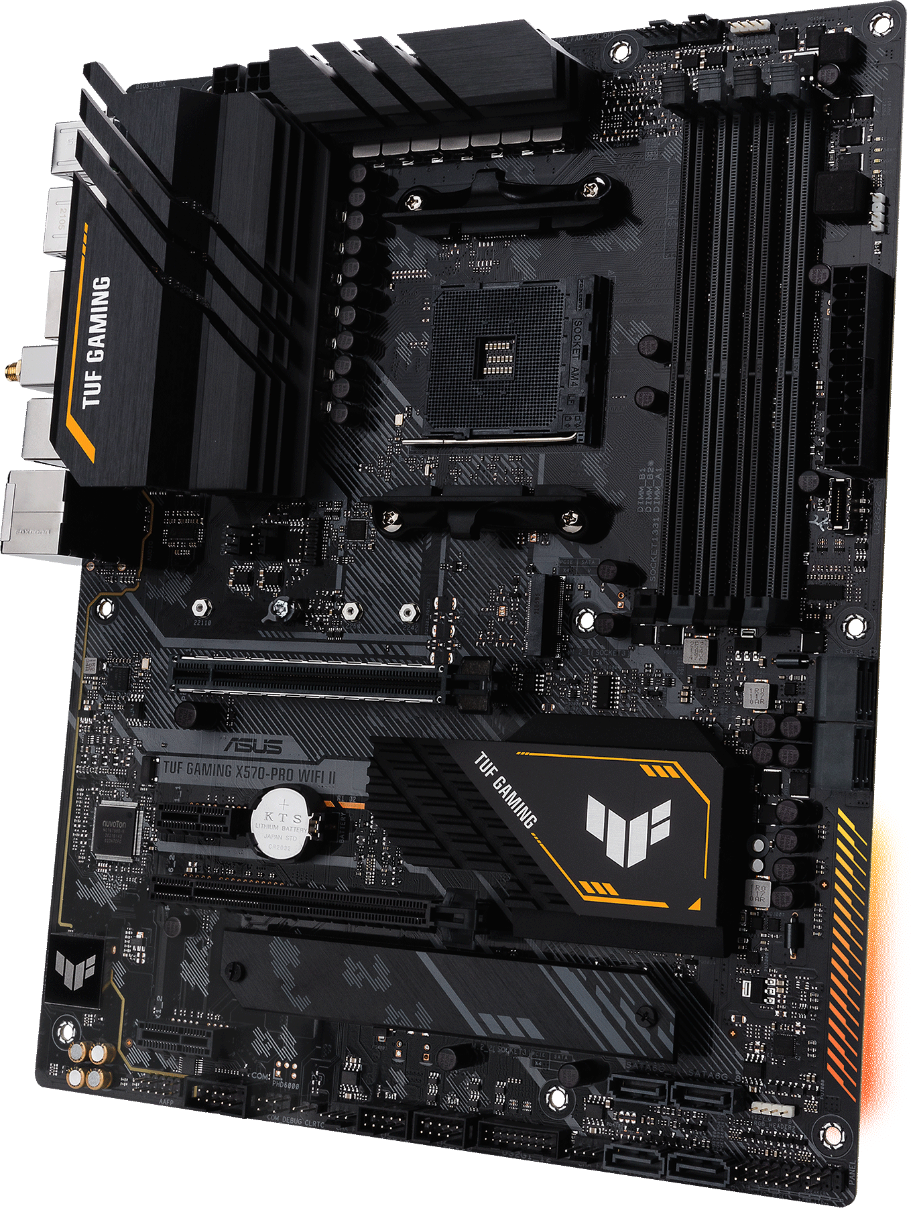 Дънна платка ASUS TUF GAMING X570-PRO WIFI II, AMD AM4, ATX, 4x DDR4, dual M.2, WiFi 6E, PCIe 4.0, Aura Sync RGB