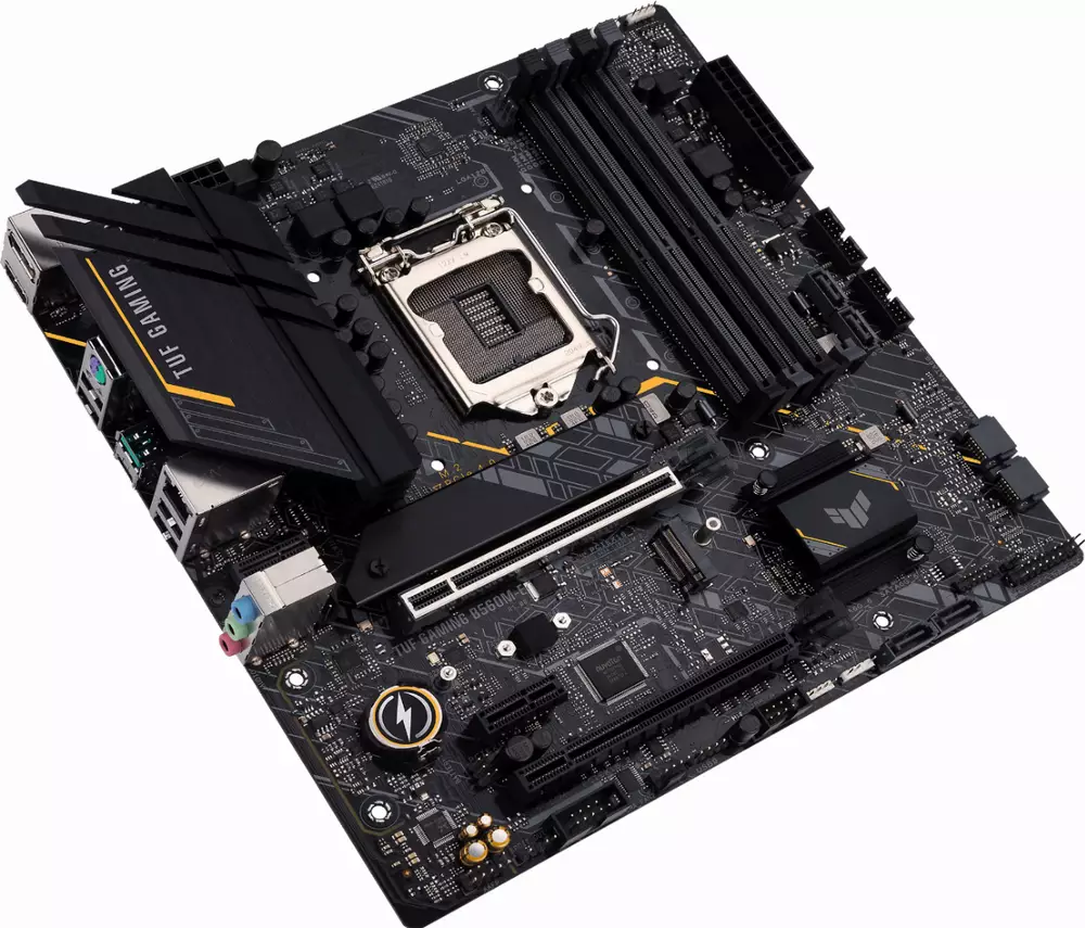 Дънна платка ASUS TUF GAMING B560M-E, Intel LGA 1200, mATX, 4x DDR4, dual M.2, PCIe 4.0, Aura Sync RGB Lighting, Addressable RGB