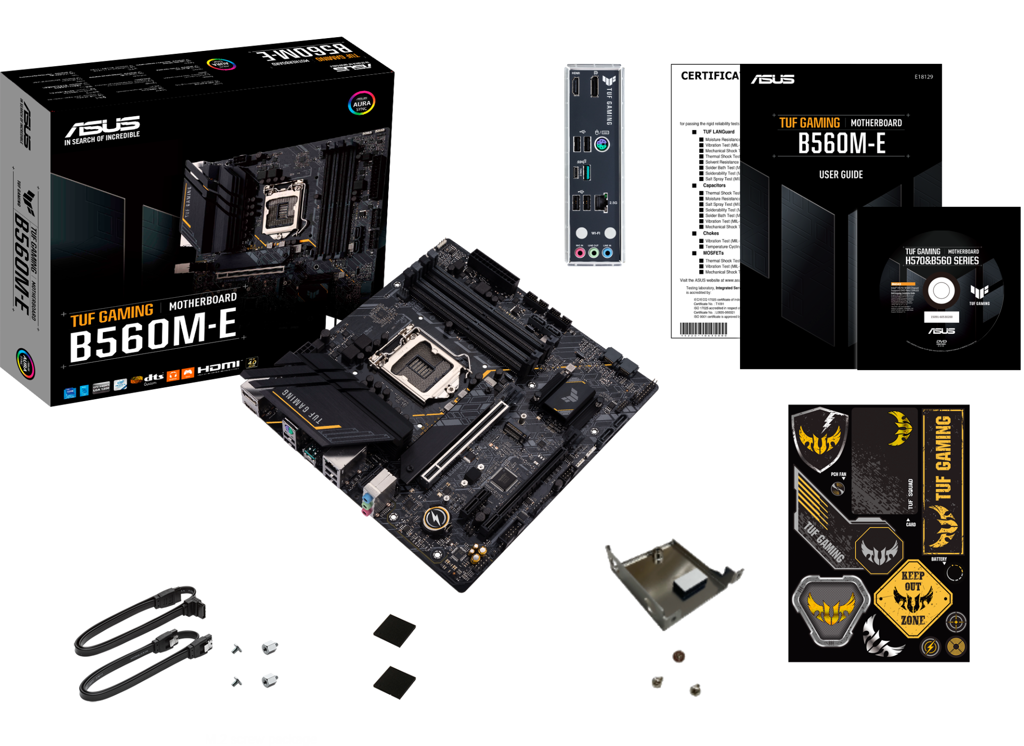 Дънна платка ASUS TUF GAMING B560M-E, Intel LGA 1200, mATX, 4x DDR4, dual M.2, PCIe 4.0, Aura Sync RGB Lighting, Addressable RGB