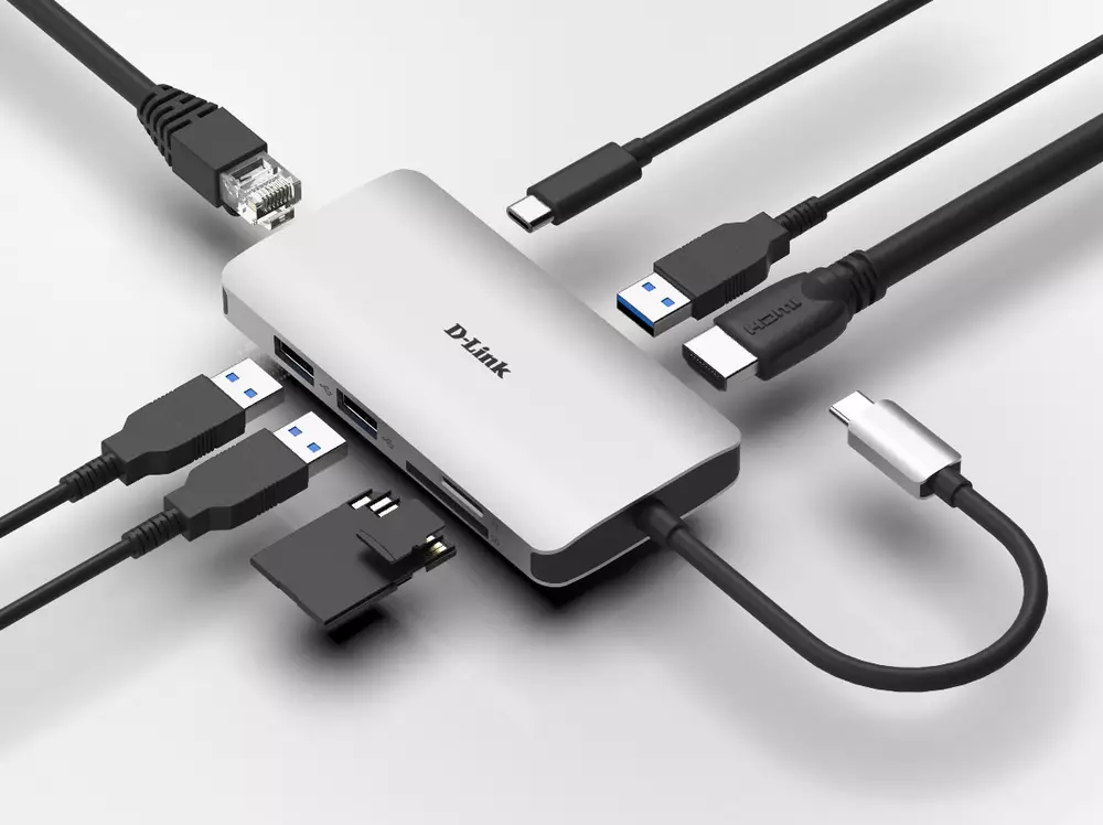 Докинг станция D-LINK DUB-M810, 8-in-1 USB-C, HDMI/Ethernet/Card Reader/Power