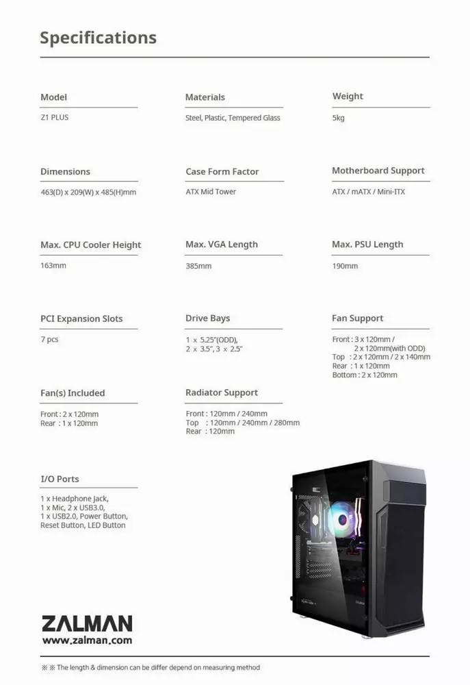 Кутия Zalman Z1 Plus Case ATX - ZM-Z1-PLUS