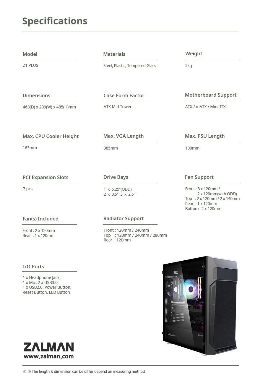 Кутия Zalman Z1 Plus Case ATX - ZM-Z1-PLUS   