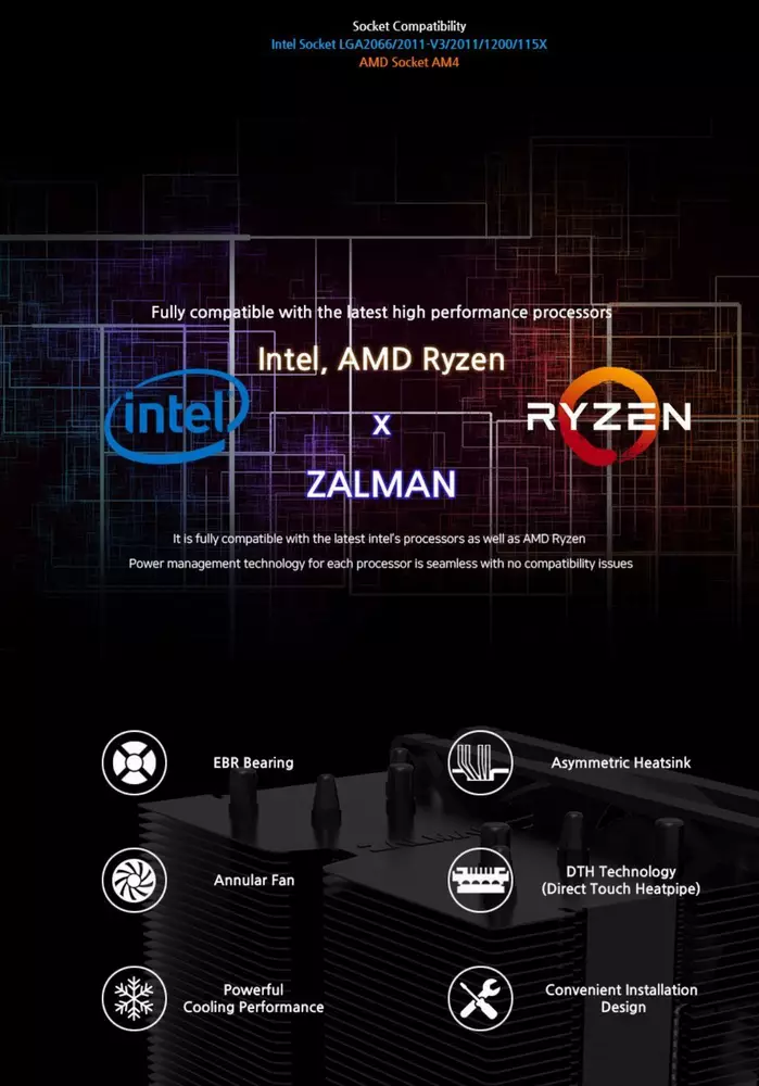 Охладител за процесор Zalman CNPS10X Performa CPU Cooler Black