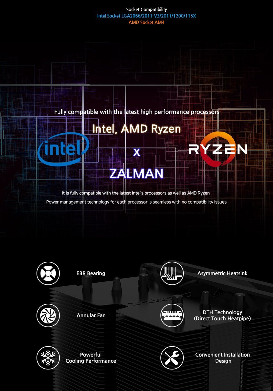 Охладител за процесор Zalman CNPS10X Performa CPU Cooler Black