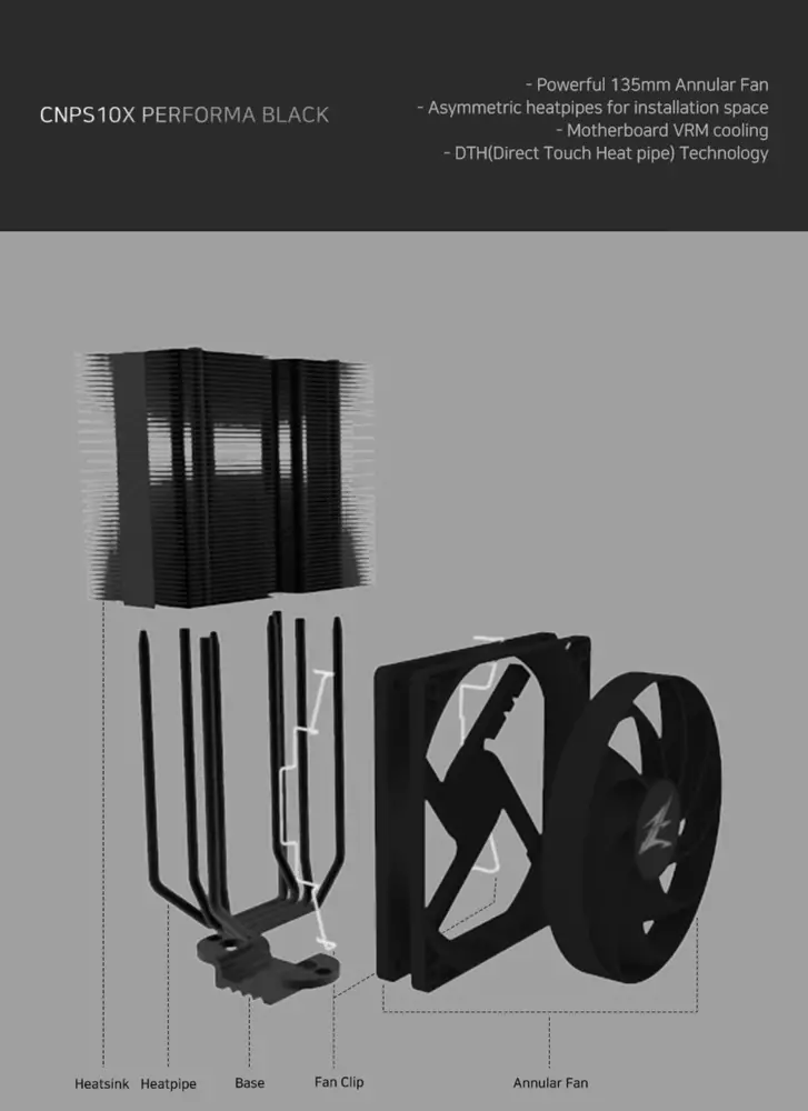 Охладител за процесор Zalman CNPS10X Performa CPU Cooler Black