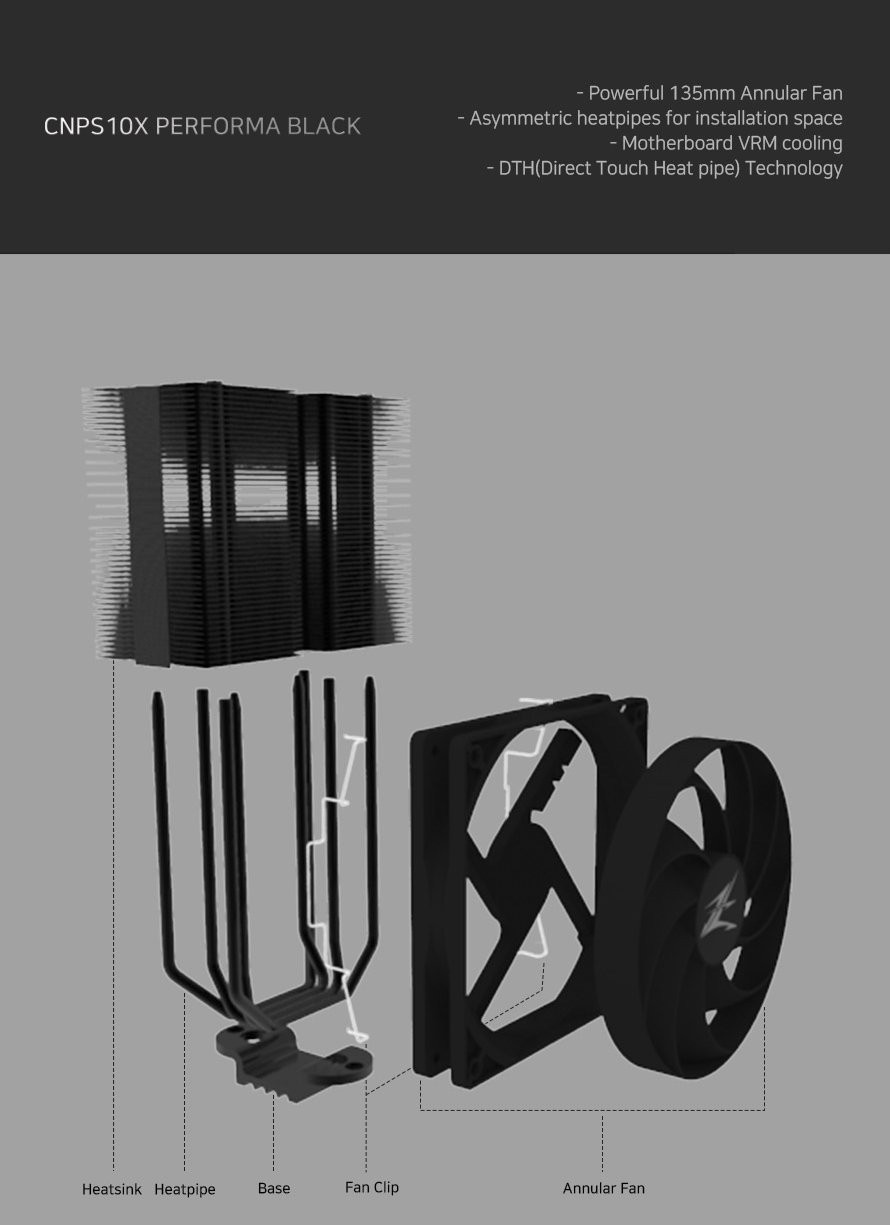 Охладител за процесор Zalman CNPS10X Performa CPU Cooler Black