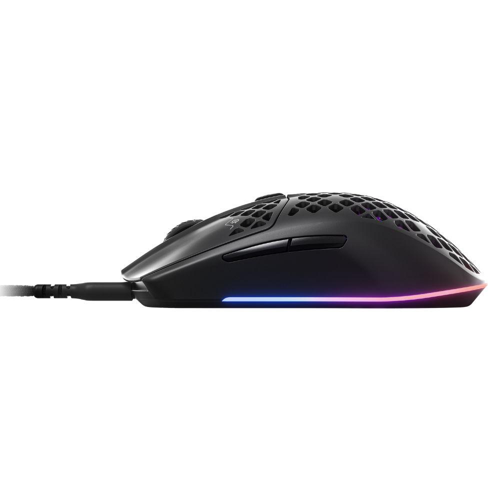 Геймърска мишка SteelSeries, Aerox 3 (2022) Onyx, Оптична, Жична, USB