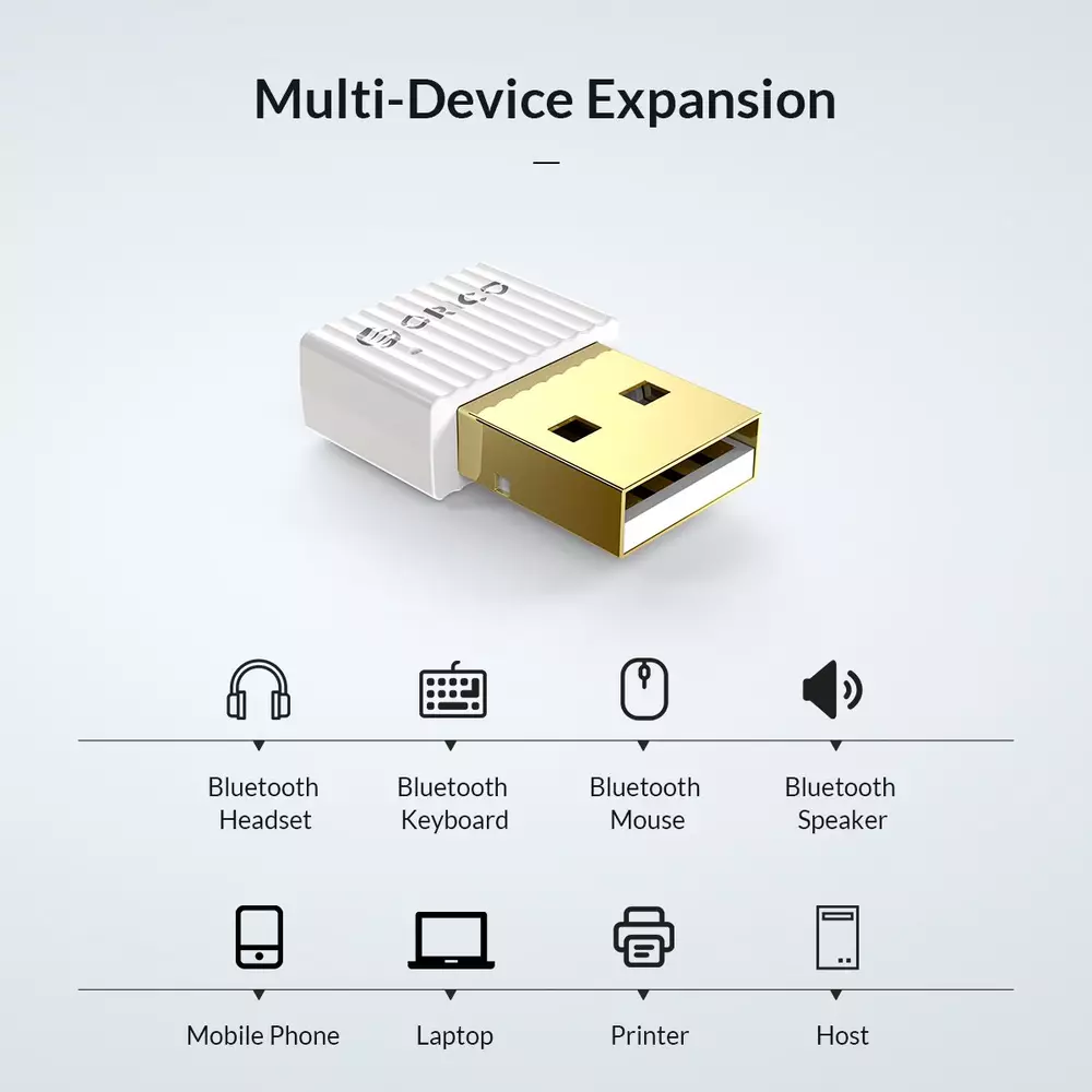 Блутут адаптер Orico BTA-508-WH Bluetooth 5.0 USB Adapter White