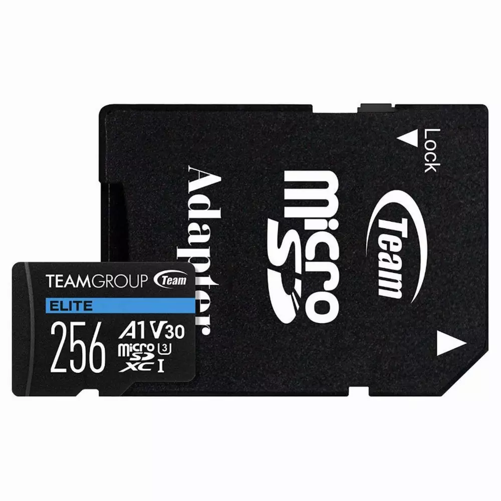 Scheda di memoria Team Group A1 microSDXC 256GB UHS-I Classe 3 V30 + Adattatore SD - TEAUSDX256GIV30A103