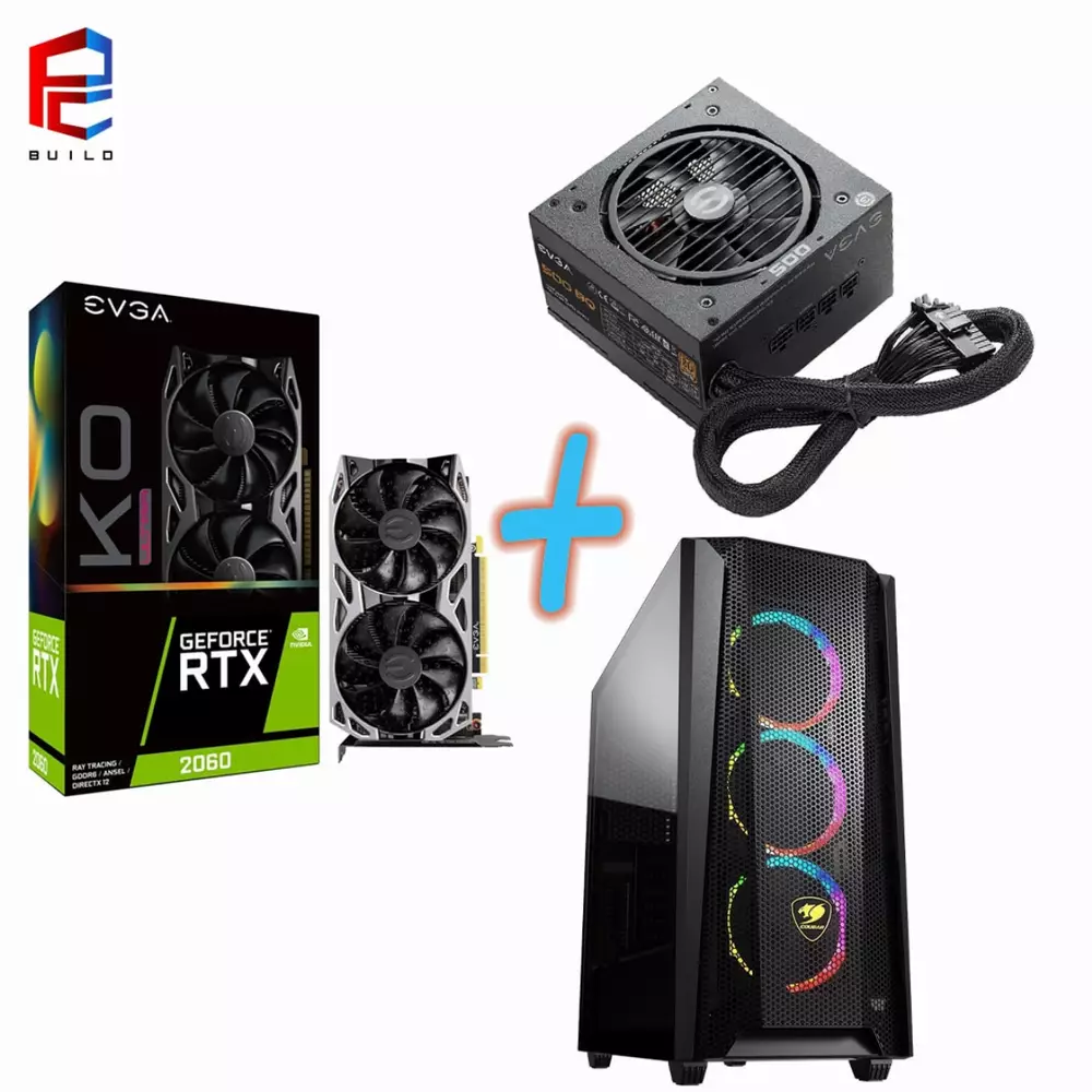 Комбо оферта - EVGA GeForce RTX 2060 KO Ultra Gaming 6G GDDR6 + COUGAR MX660 MESH RGB + EVGA 500 BQ (500W) 80+ Bronze 