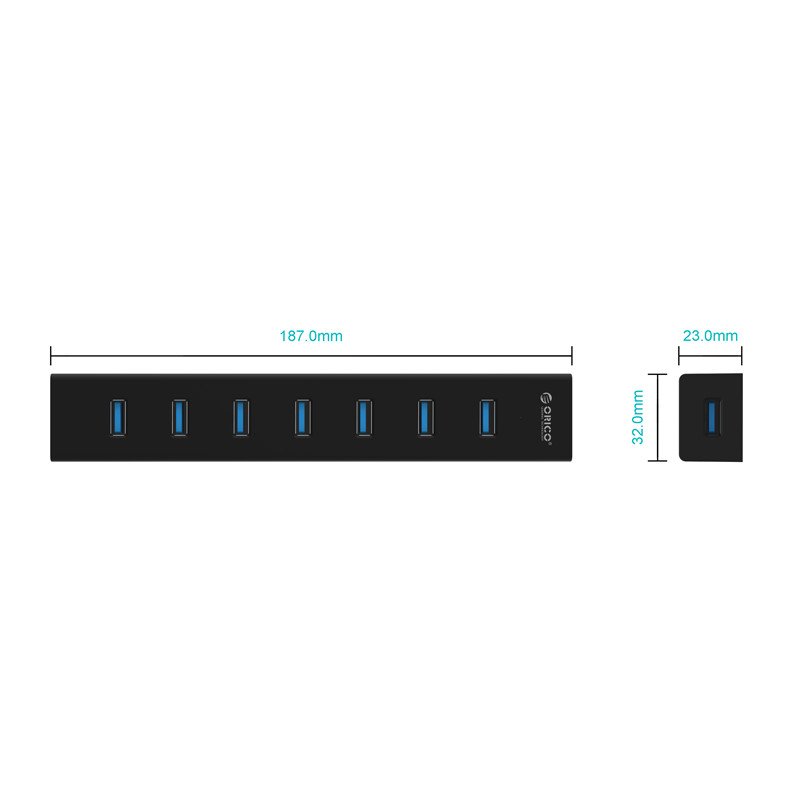 USB хъб Orico H7013-U3-BK USB3.0 HUB 7 port Black 
