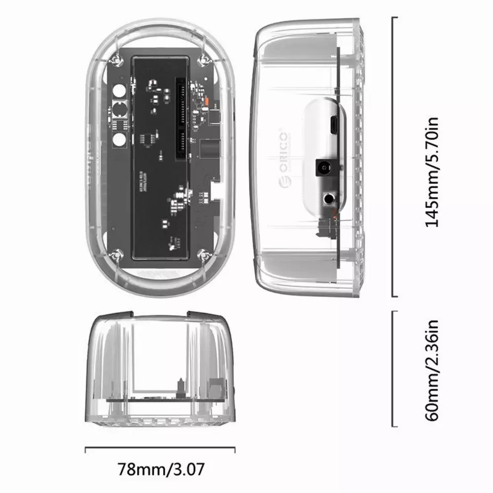 Докинг станция Orico 6139C3-EU-CR Storage HDD/SSD Dock 2.5/3.5" Type-C Transparent