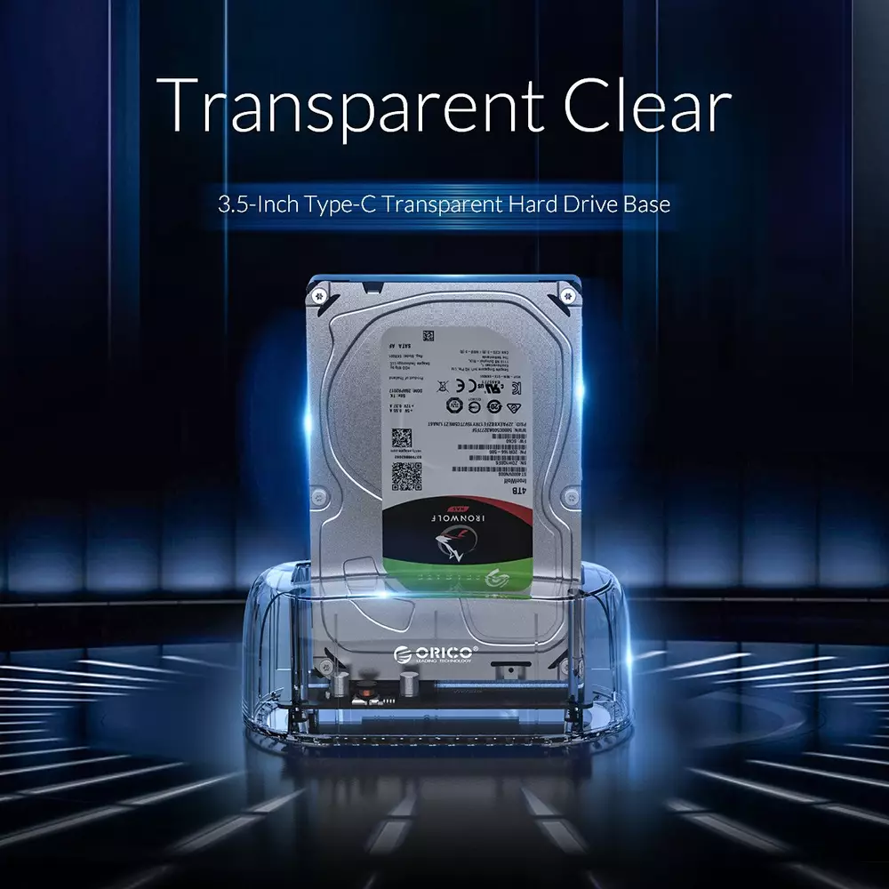 Докинг станция Orico 6139C3-EU-CR Storage HDD/SSD Dock 2.5/3.5" Type-C Transparent