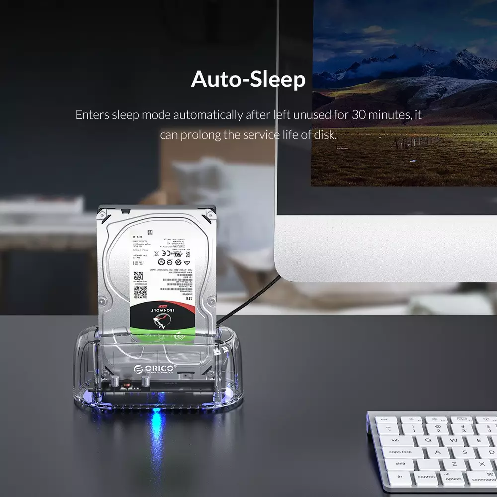 Докинг станция Orico 6139C3-EU-CR Storage HDD/SSD Dock 2.5/3.5" Type-C Transparent