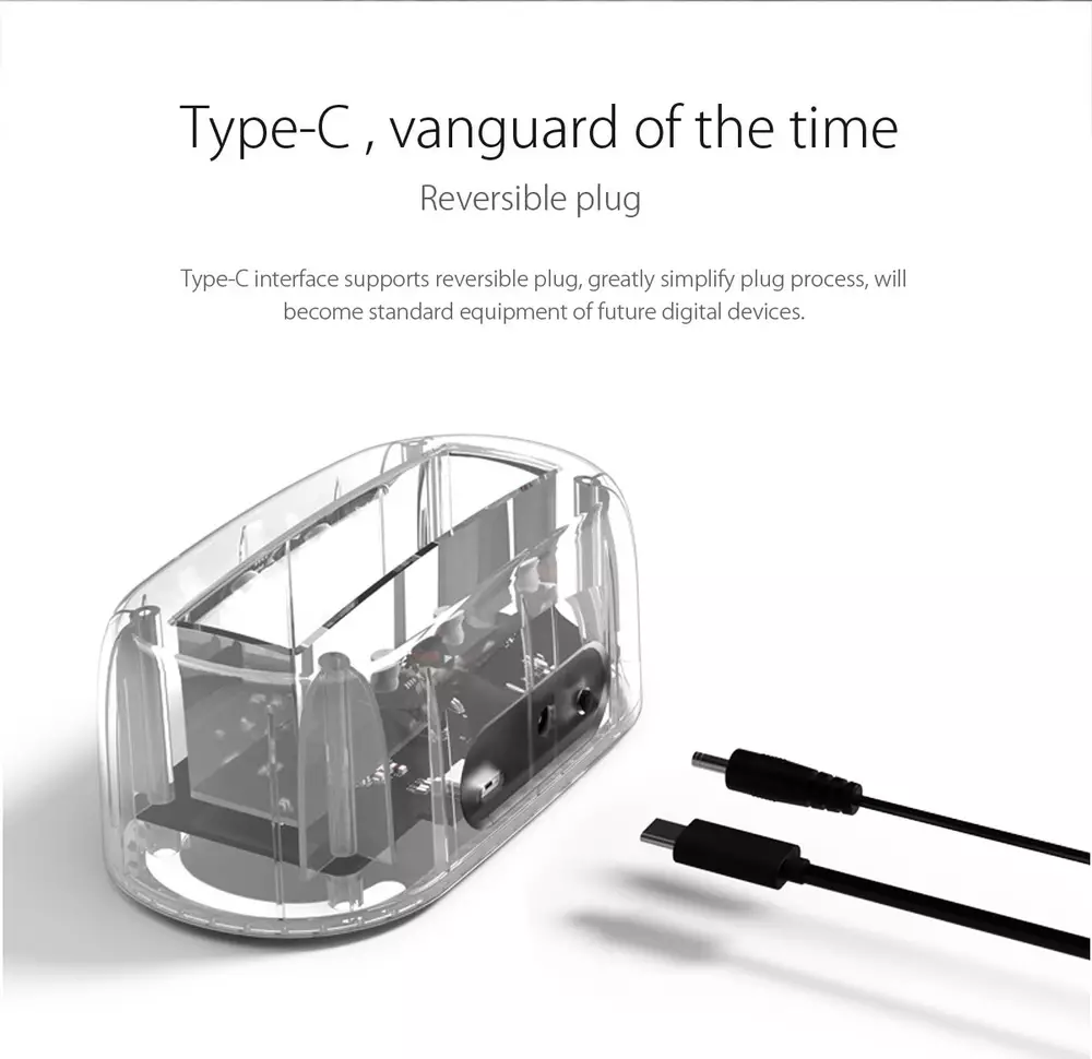 Докинг станция Orico 6139C3-EU-CR Storage HDD/SSD Dock 2.5/3.5" Type-C Transparent