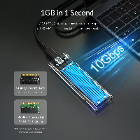 Външна кутия за диск Orico TCM2M-C3 Storage Case M.2 NVMe/SATA M/B key USB3.1 Type-C Gen.2 10Gbps Blue