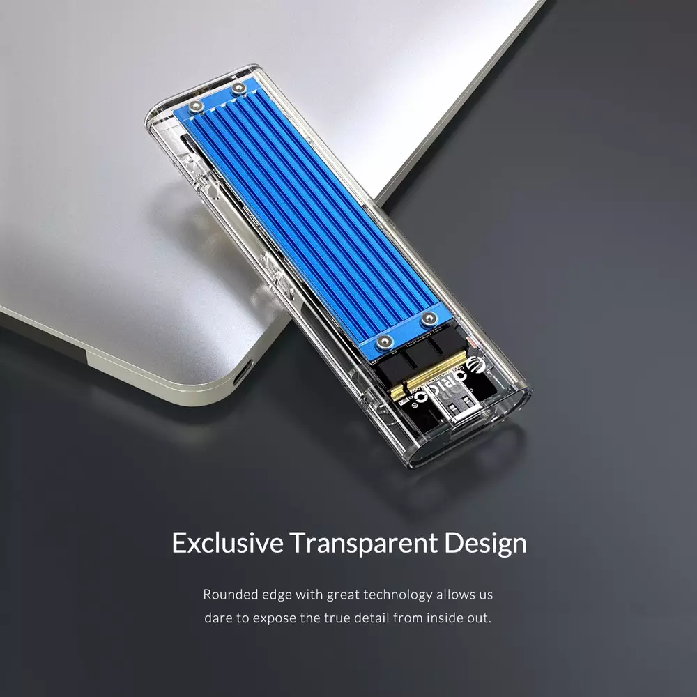 Външна кутия за диск Orico TCM2M-C3 Storage Case M.2 NVMe/SATA M/B key USB3.1 Type-C Gen.2 10Gbps Blue