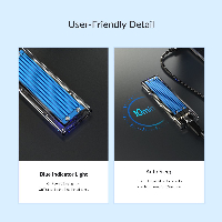 Външна кутия за диск Orico TCM2M-C3 Storage Case M.2 NVMe/SATA M/B key USB3.1 Type-C Gen.2 10Gbps Blue