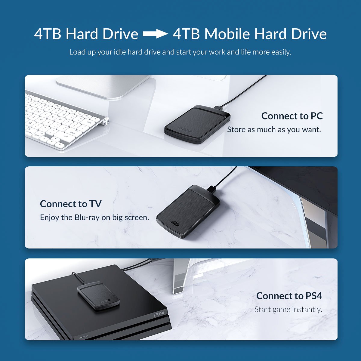 Boîtier externe pour disque Orico 2020U3-BK Storage Case 2.5" USB3.0