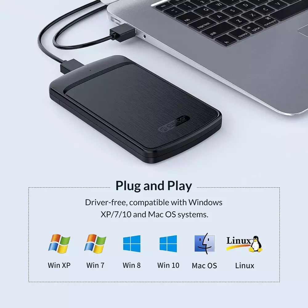 Външна кутия за диск Orico 2020U3-BK Storage Case 2.5" USB3.0