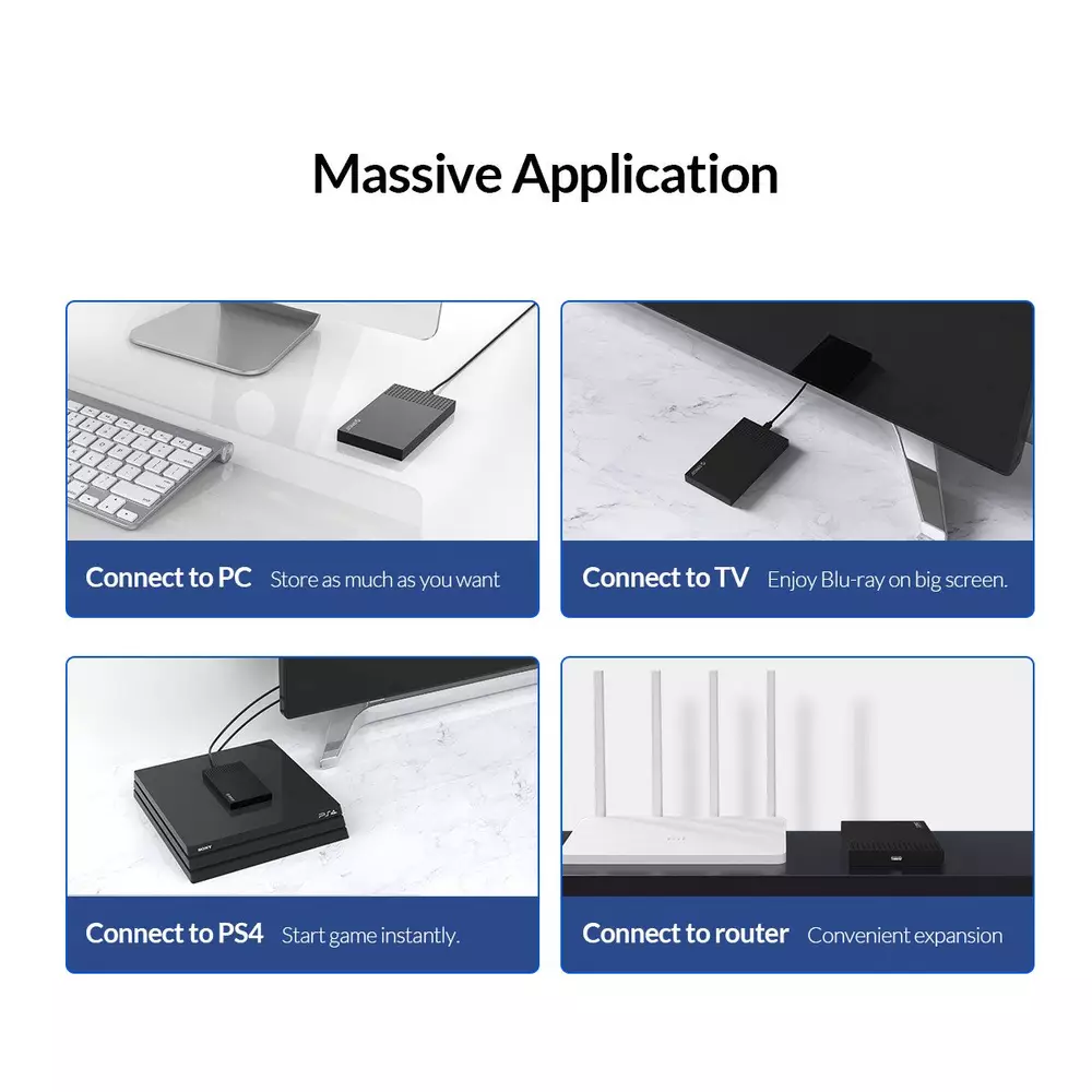 Външна кутия за диск Orico 2526C3-BK Storage Case 2.5" USB Type-C Black