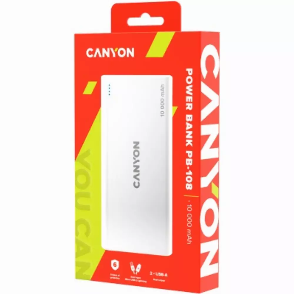 Външна батерия CANYON PB-108 10000mAh Li-poly power bank - CNE-CPB1008W