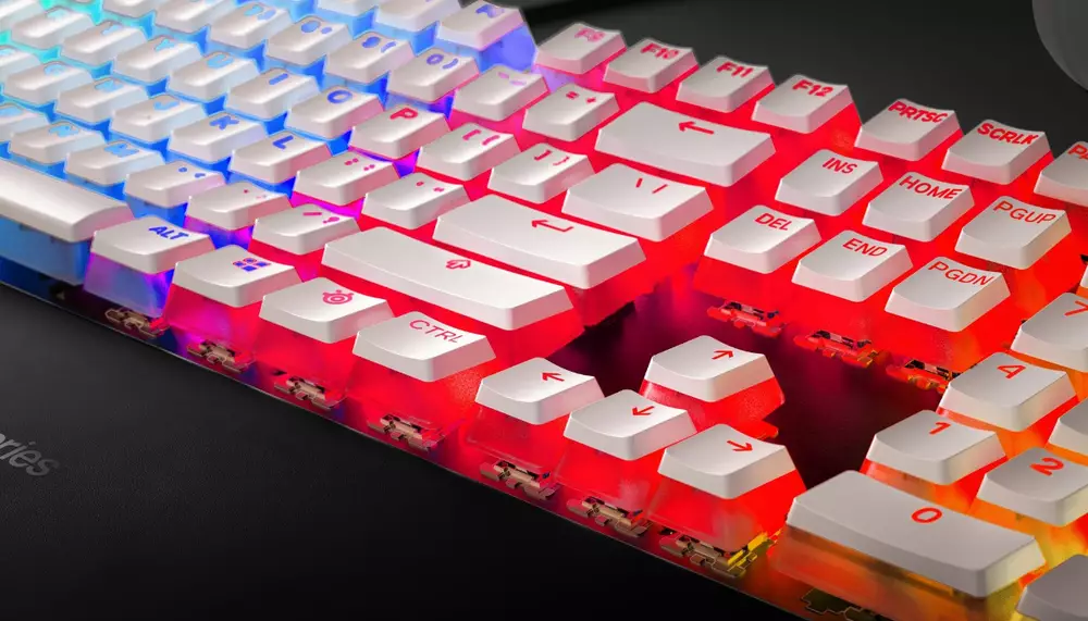 Капачки за механична клавиатура Steelseries PrismCaps PBT Doubleshot 104-Keycap White US-Layout