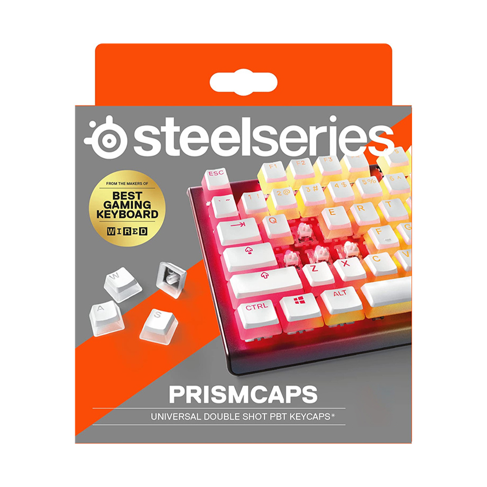 Капачки за механична клавиатура Steelseries PrismCaps PBT Doubleshot 104-Keycap White US-Layout