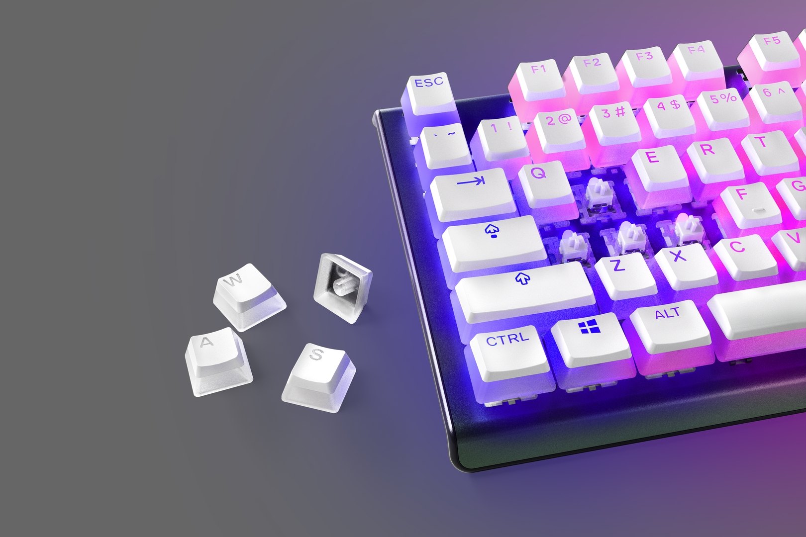 Steelseries PrismCaps PBT Doubleshot 105-Keycap White UK-Layout Mechanical Keyboard Caps