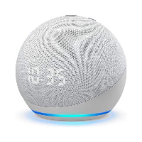 Преносима смарт тонколона Amazon Echo Dot 4 с часовник, гласов асистент, Бял