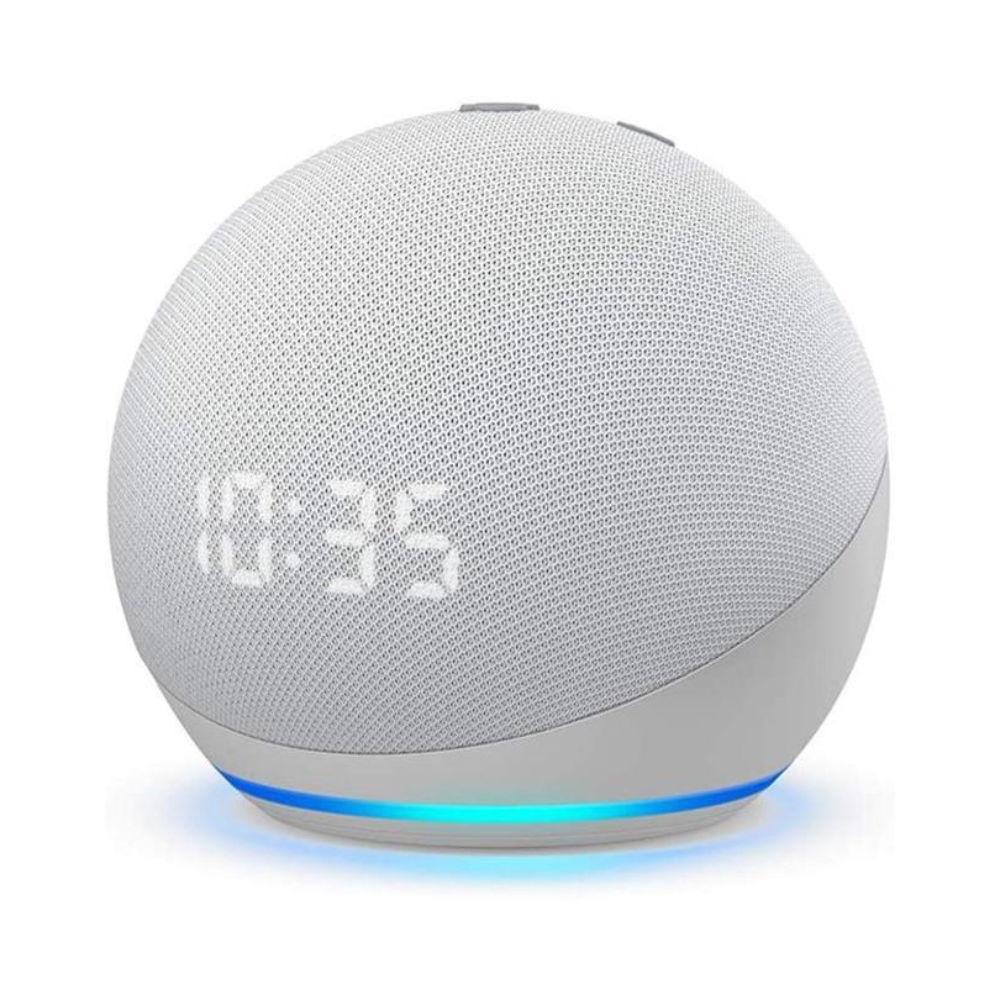 Преносима смарт тонколона Amazon Echo Dot 4 с часовник, гласов асистент, Бял