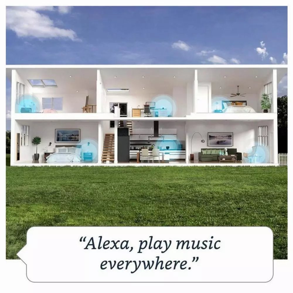 Преносима смарт тонколона Amazon Echo Dot 4 с часовник, гласов асистент, Бял